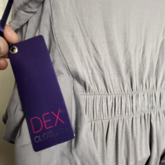 NEW - Dex grey rayon dress with ruffles. Size XS - Picture 4 of 4